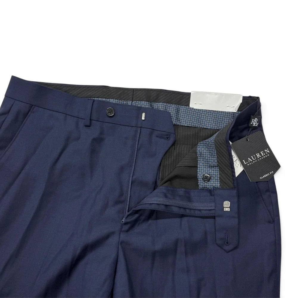 Lauren Ralph Lauren Men Edgewood Ultraflex Wool Suit Pants Navy Blue 34 x 32 NWT